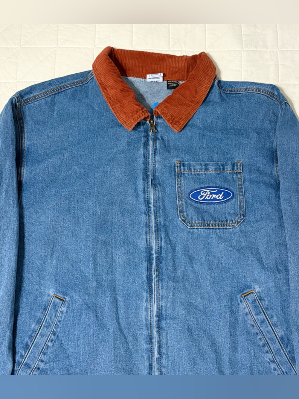 SOLD - Ford Motor Co. Official Licensed Corduroy Collar Denim Jacket - Size XXL - Picture 4 of 7